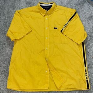 Tommy Hilfiger Jeans Short Sleeve Button Down Shirt - Gold Mens X-Large XL Retro